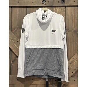 Pink Victoria's Secret Ultimate‎ Grey White Turtleneck Pullover Sweatshirt   Lg